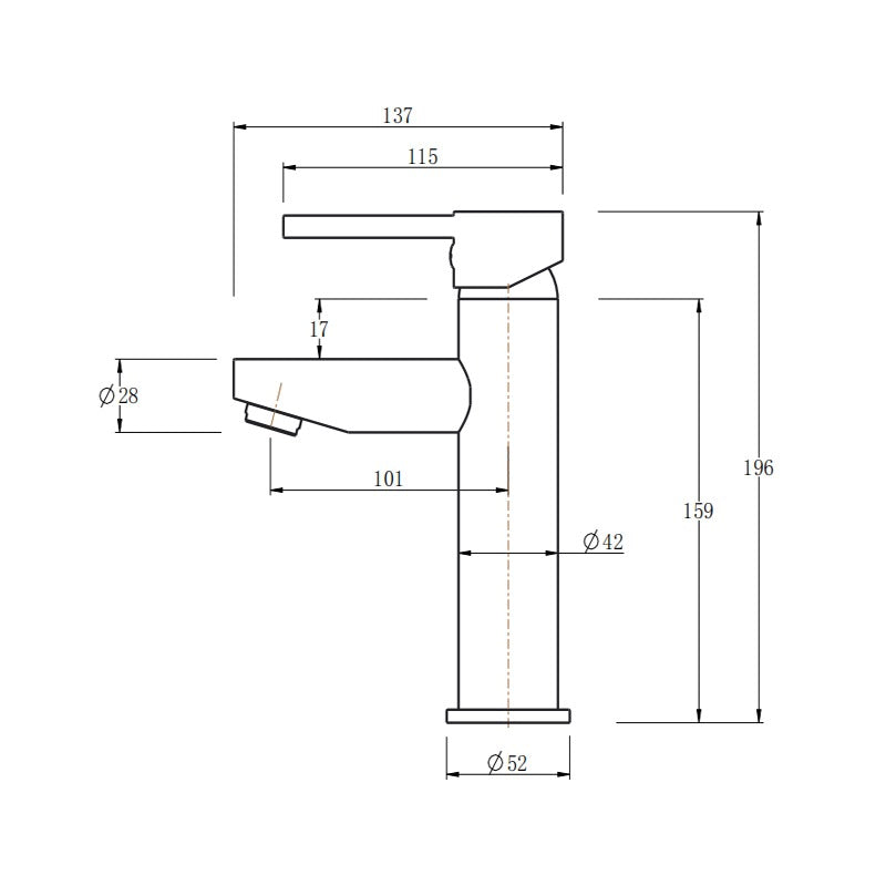 AQUAPERLA LUCID PIN BASIN MIXER 196MM BLACK