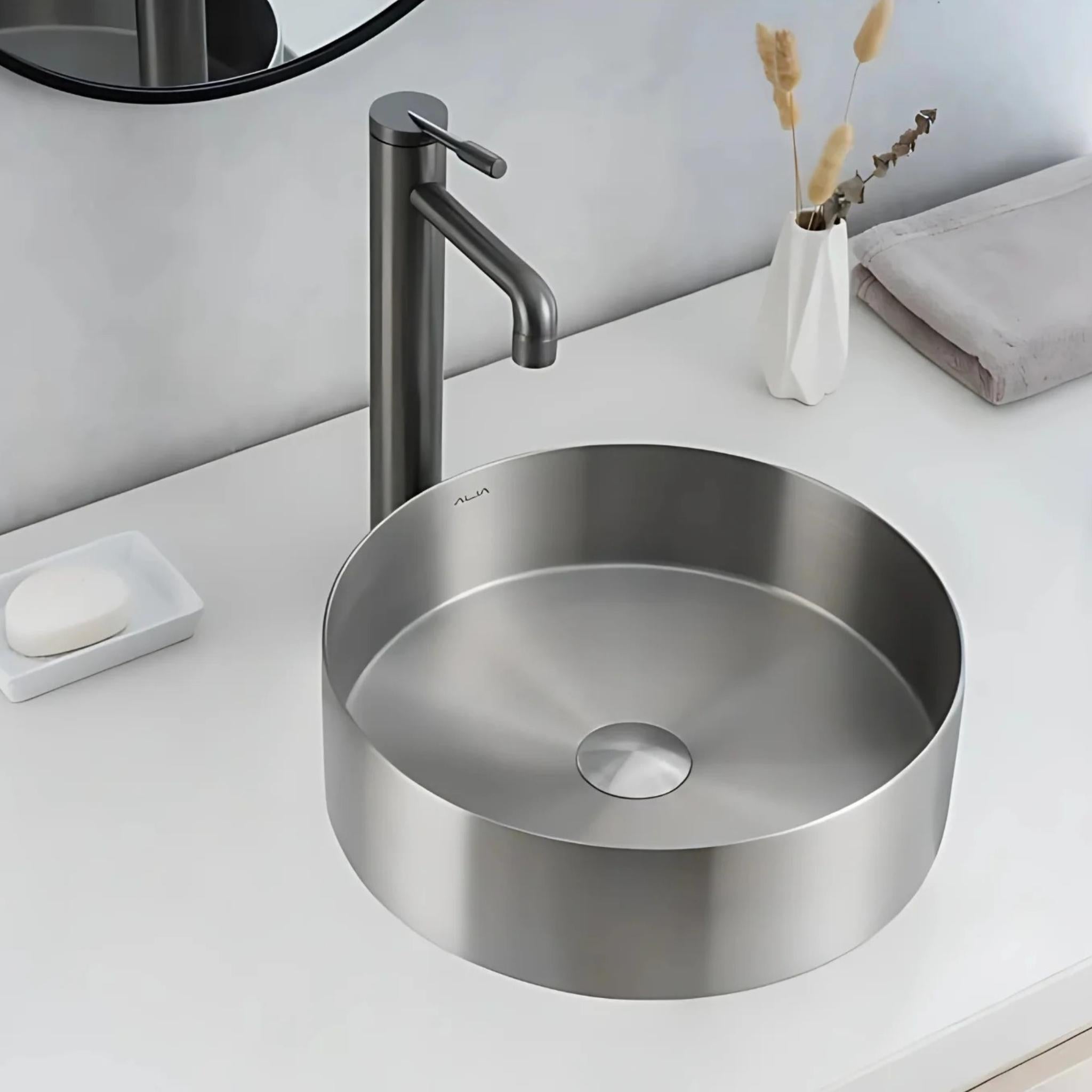 ALIA SS ABOVE COUNTER BASIN STAINLESS STEEL BRUSHED SILVER 400MM