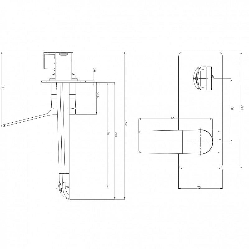 AQUAPERLA RUSHY WALL BATH / BASIN MIXER 200MM BLACK
