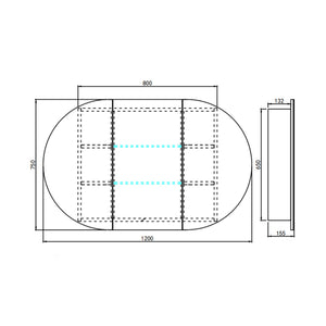 VITO LUMERO MATTE BLACK LED PVC MIRROR SHAVING CABINET 1200X750MM