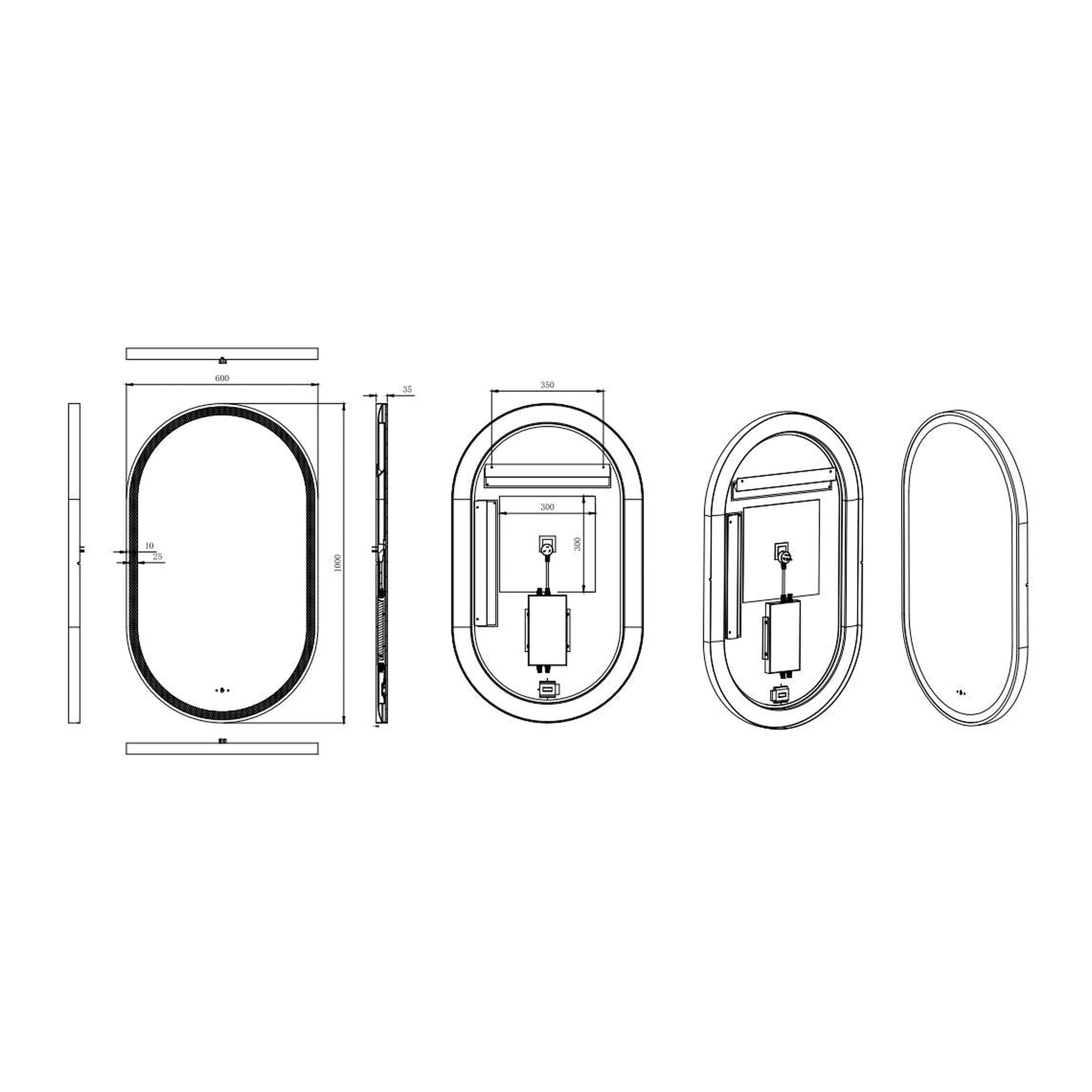 VITO LIRRA OVAL IRON FRAMED LED MIRROR BRUSHED GOLD 600X1000MM