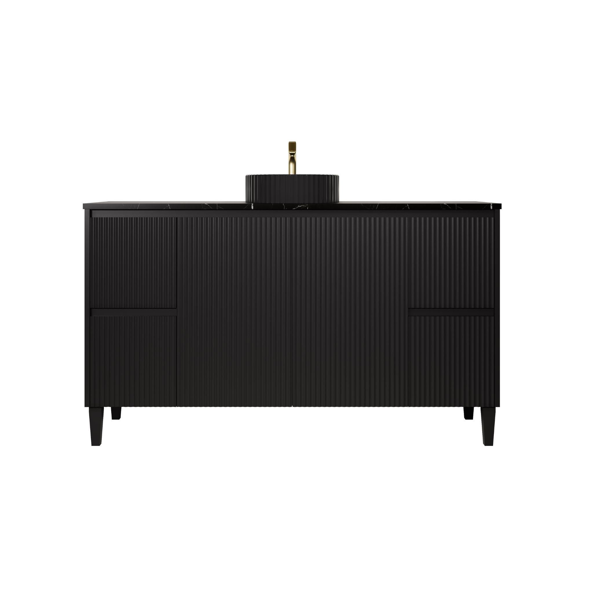 LUKKA CRETE MODERN MATTE BLACK 1500MM SINGLE BOWL FLOOR STANDING VANITY
