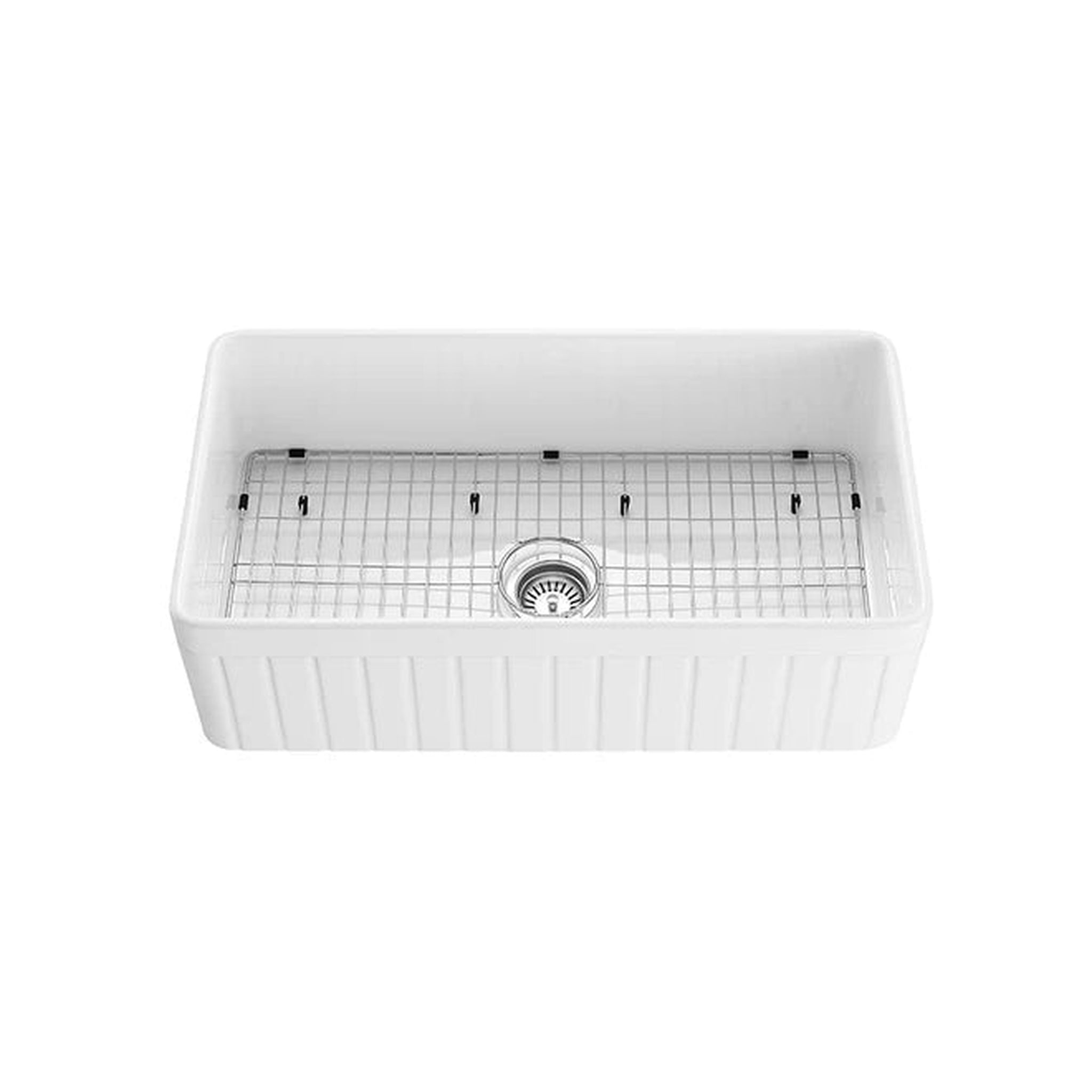 VITO BRADLEY FIRECLAY SINGLE BOWL FARMHOUSE KITCHEN SINK GLOSS WHITE 838MM