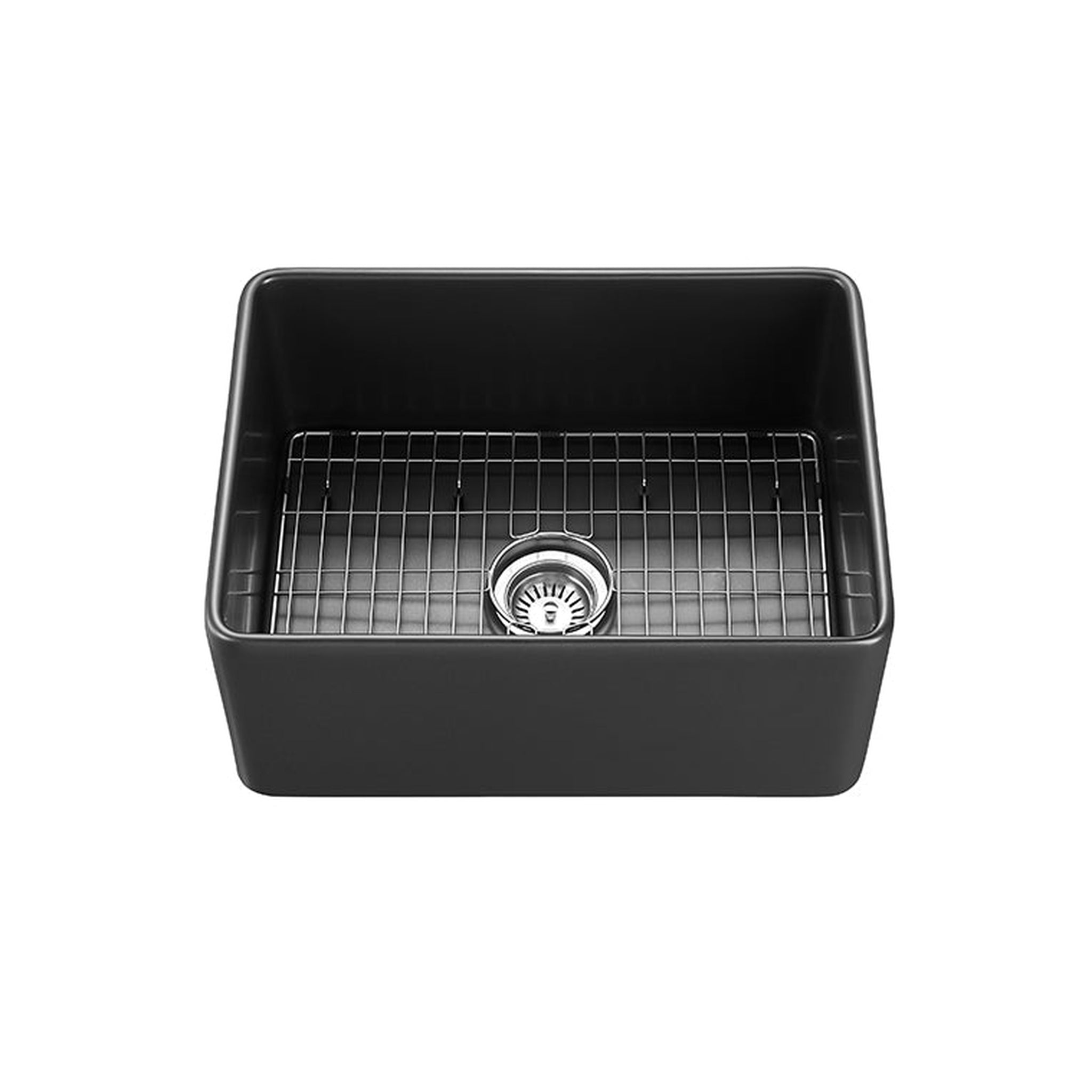 VITO CLAYTON FIRECLAY SINGLE BOWL FARMHOUSE KITCHEN SINK MATTE BLACK 600MM