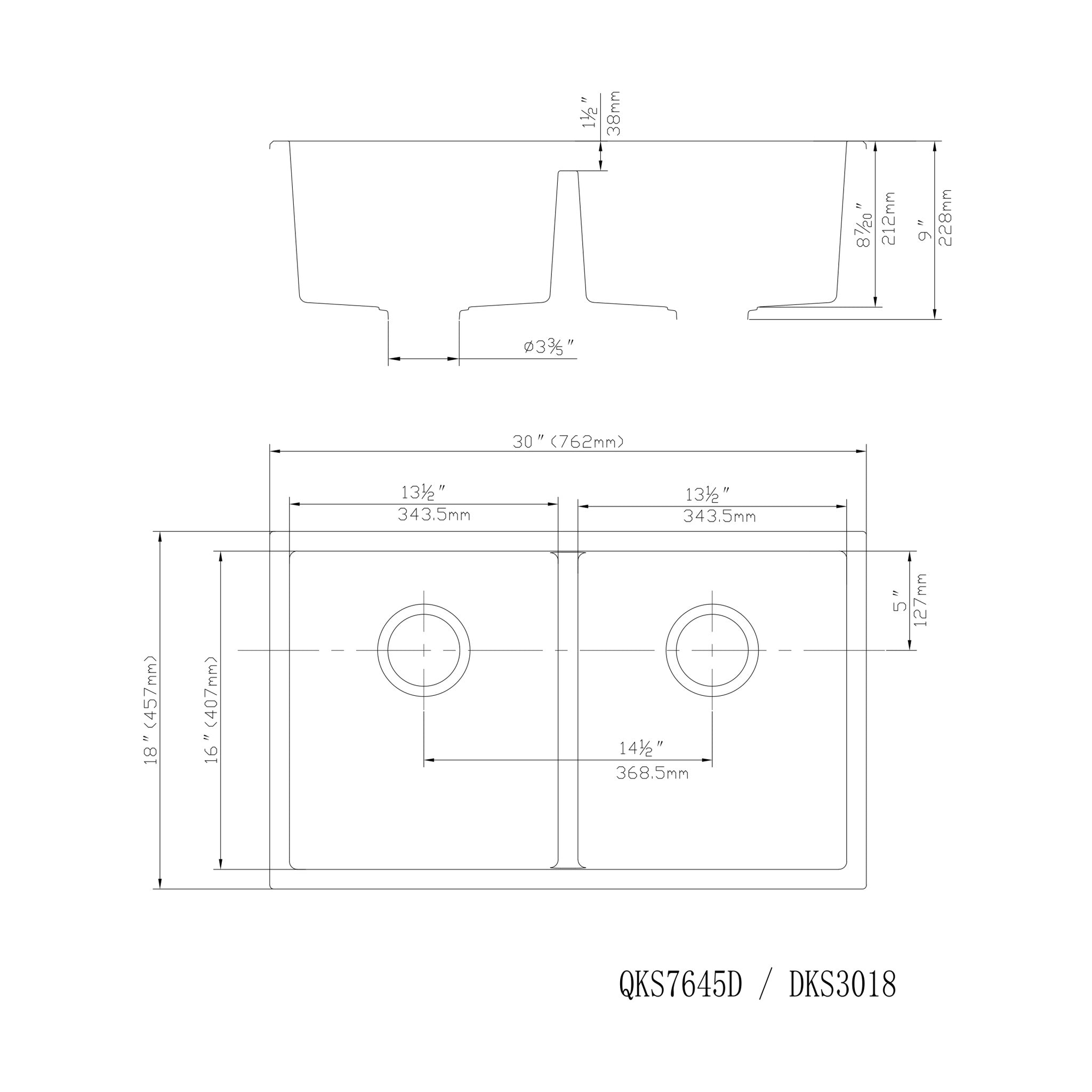 VITO QUARTZ DOUBLE BOWL UNDERMOUNT KITCHEN SINK MATTE BLACK 762MM