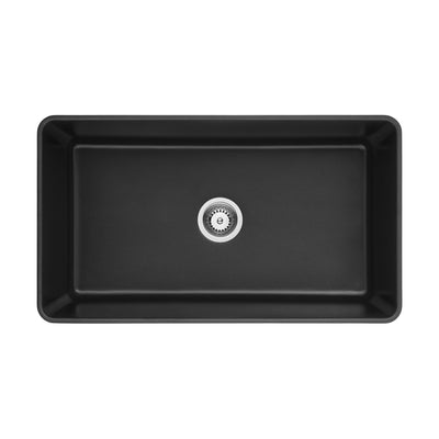 VITO QUARTZ SINGLE BOWL FARMHOUSE KITCHEN SINK MATTE BLACK 838MM