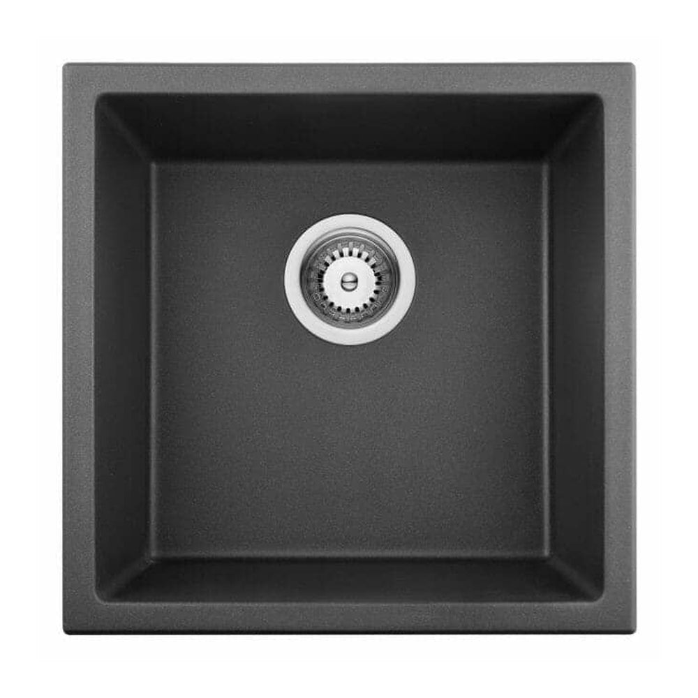 VITO QUARTZ SINGLE BOWL UNDERMOUNT KITCHEN SINK MATTE BLACK 381MM