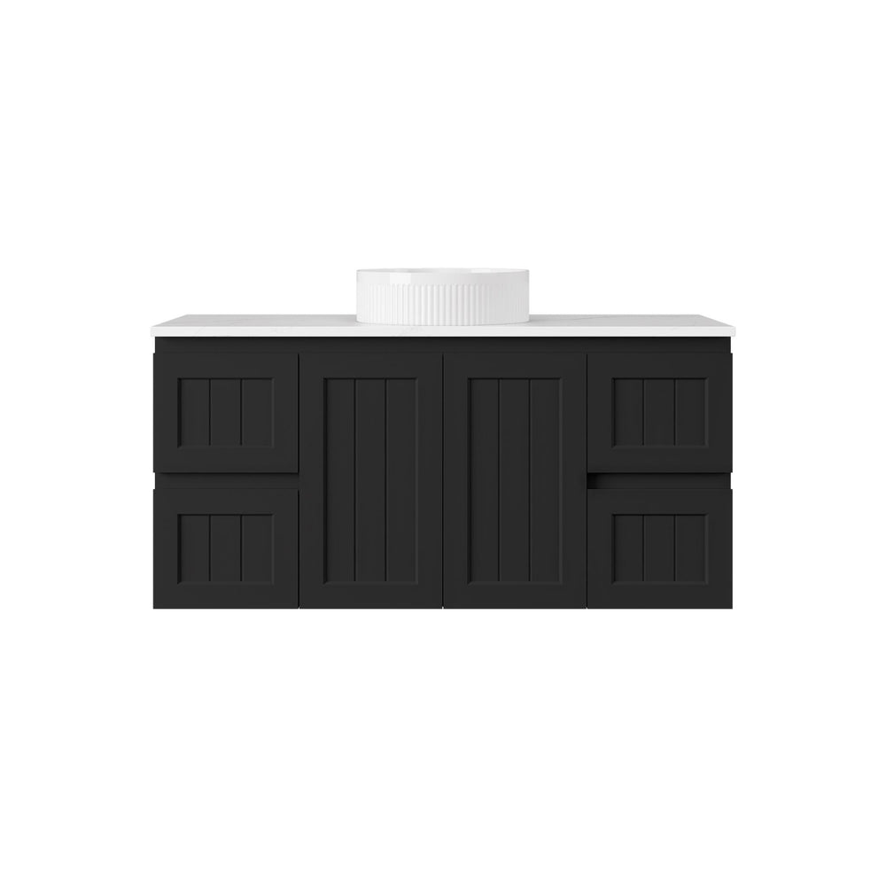 LUKKA ARCHILL FEDERATION MATTE BLACK 1200MM SINGLE BOWL WALL HUNG VANITY