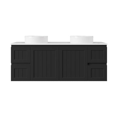 LUKKA ARCHILL FEDERATION MATTE BLACK 1500MM DOUBLE BOWL WALL HUNG VANITY
