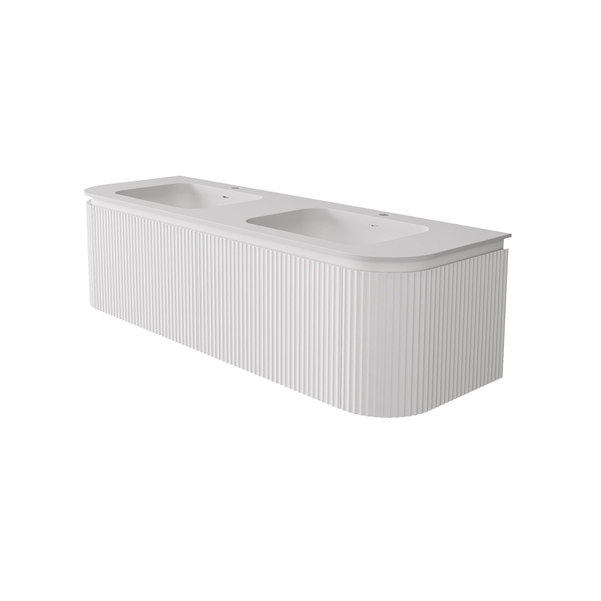 LUKKA ESTELLA MATTE WHITE 1200MM CURVE DOUBLE BOWL WALL HUNG VANITY