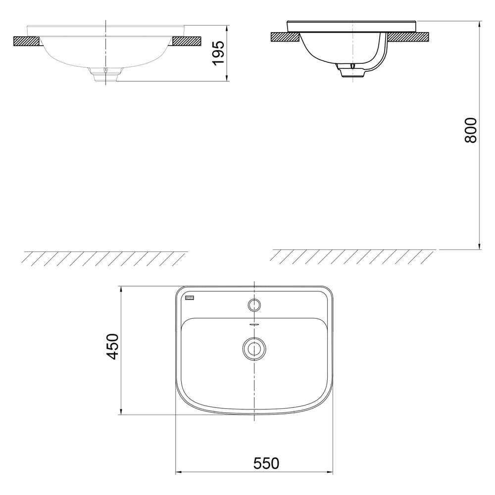 AMERICAN STANDARD LOVEN VANITY BASIN OVERFLOW WHITE 550MM
