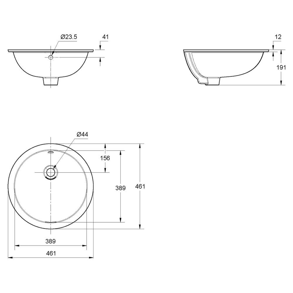 AMERICAN STANDARD LOVEN ROUND UNDER COUNTER BASIN WHITE 461MM