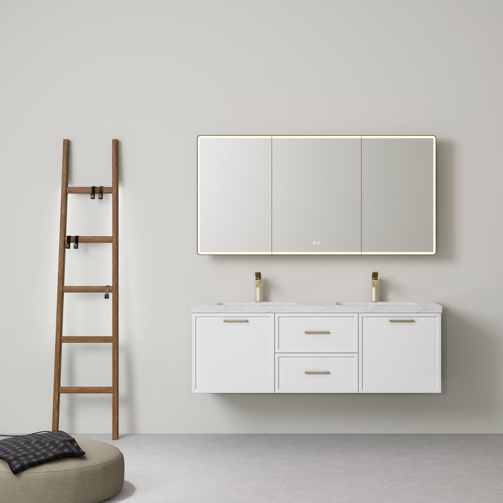 LUKKA KINGSLEY FEDERATION MATTE WHITE 1500MM DOUBLE BOWL WALL HUNG VANITY