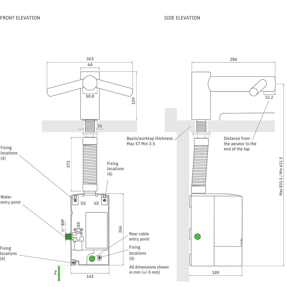 DYSON AIRBLADE WASH+DRY SHORT SENSOR HAND DRYER BRUSHED STAINLESS STEEL 303MM X 159MM
