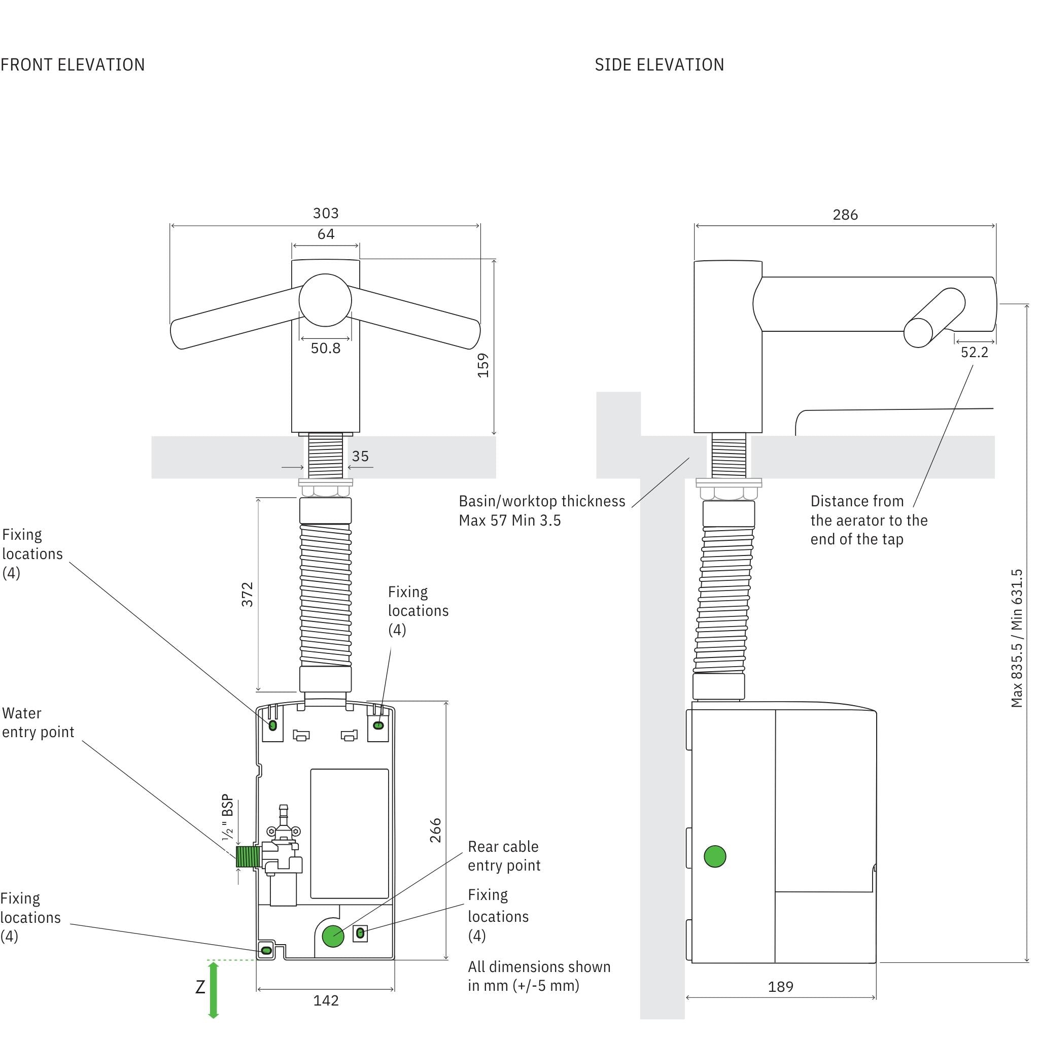 DYSON AIRBLADE WASH+DRY SHORT SENSOR HAND DRYER BRUSHED STAINLESS STEEL 303MM X 159MM