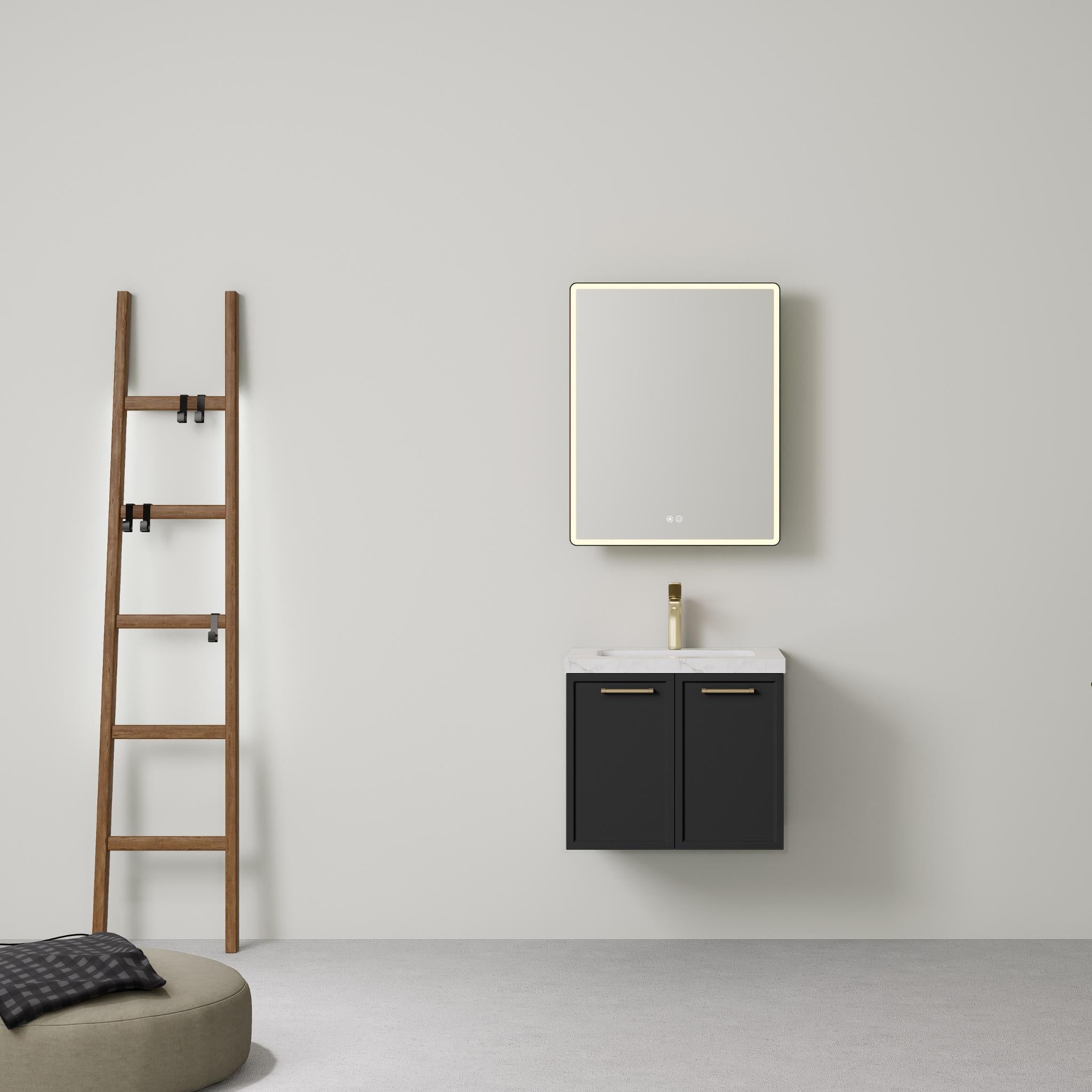 LUKKA KINGSLEY FEDERATION MATTE BLACK 600MM SINGLE BOWL WALL HUNG VANITY