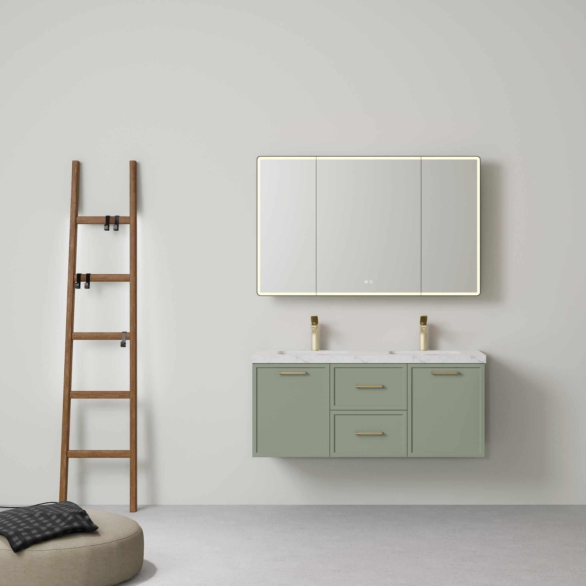 LUKKA KINGSLEY FEDERATION OLIVE GREEN 1200MM DOUBLE BOWL WALL HUNG VANITY