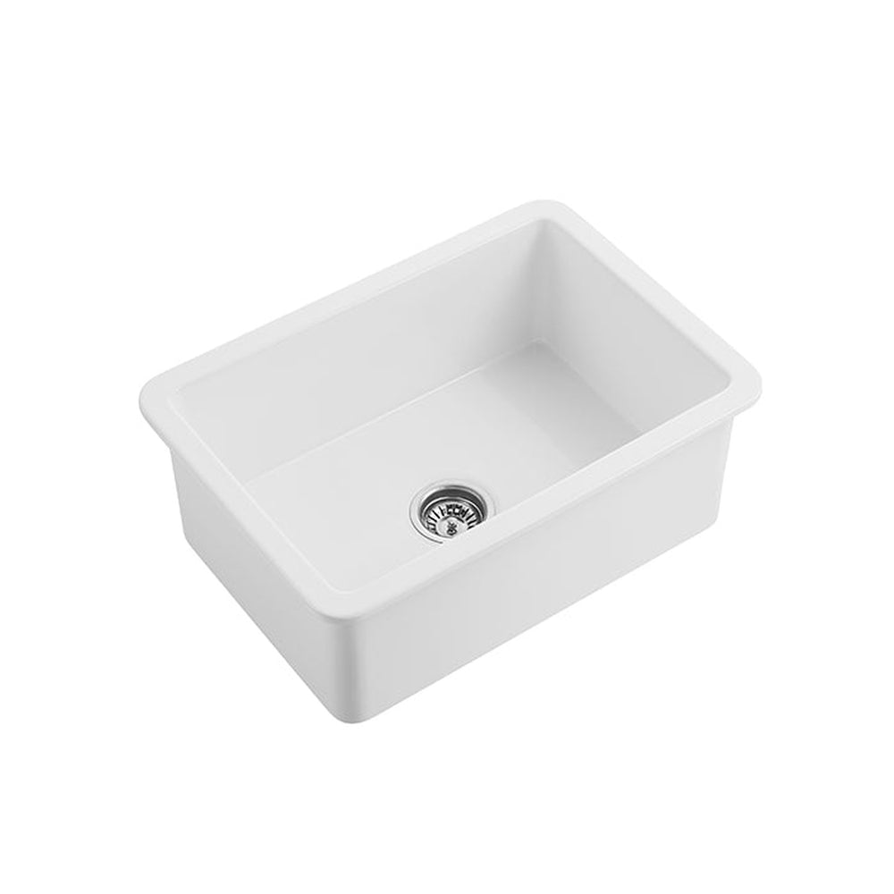 VITO NADIA SINGLE BOWL INSET AND UNDERMOUNT FIRECLAY KITCHEN SINK GLOSS WHITE 810MM