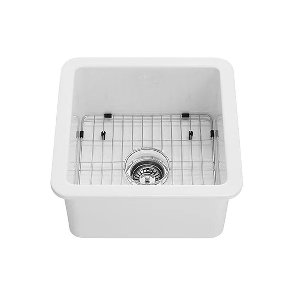VITO NADIA SINGLE BOWL INSET AND UNDERMOUNT FIRECLAY KITCHEN SINK GLOSS WHITE 457MM