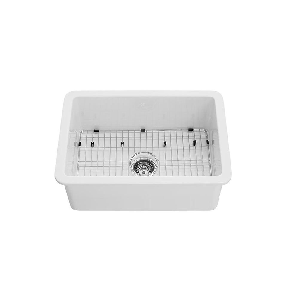 VITO NADIA SINGLE BOWL INSET AND UNDERMOUNT FIRECLAY KITCHEN SINK GLOSS WHITE 810MM