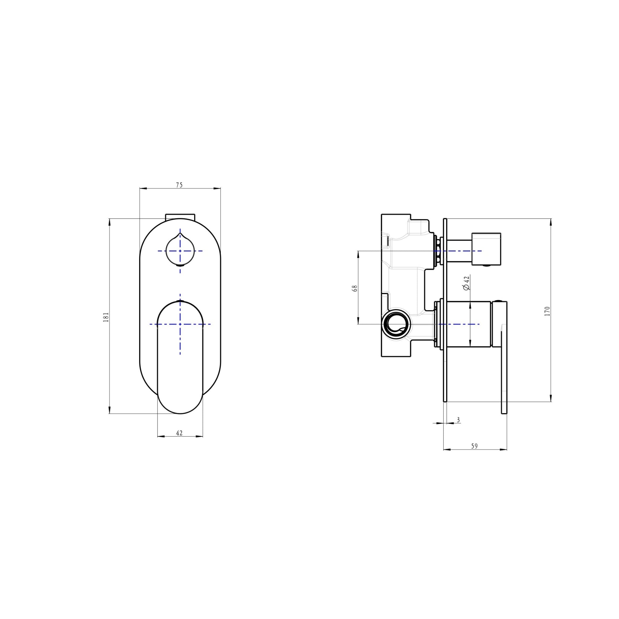 LINSOL CAPO 1-PLATE WALL MIXER WITH DIVERTER 170MM CHROME