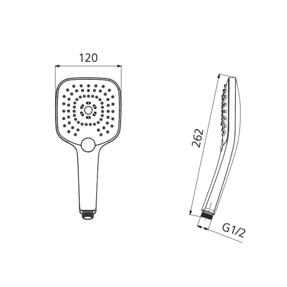 OLIVERI MONACO HAND SHOWER HEAD 262MM MATTE BLACK