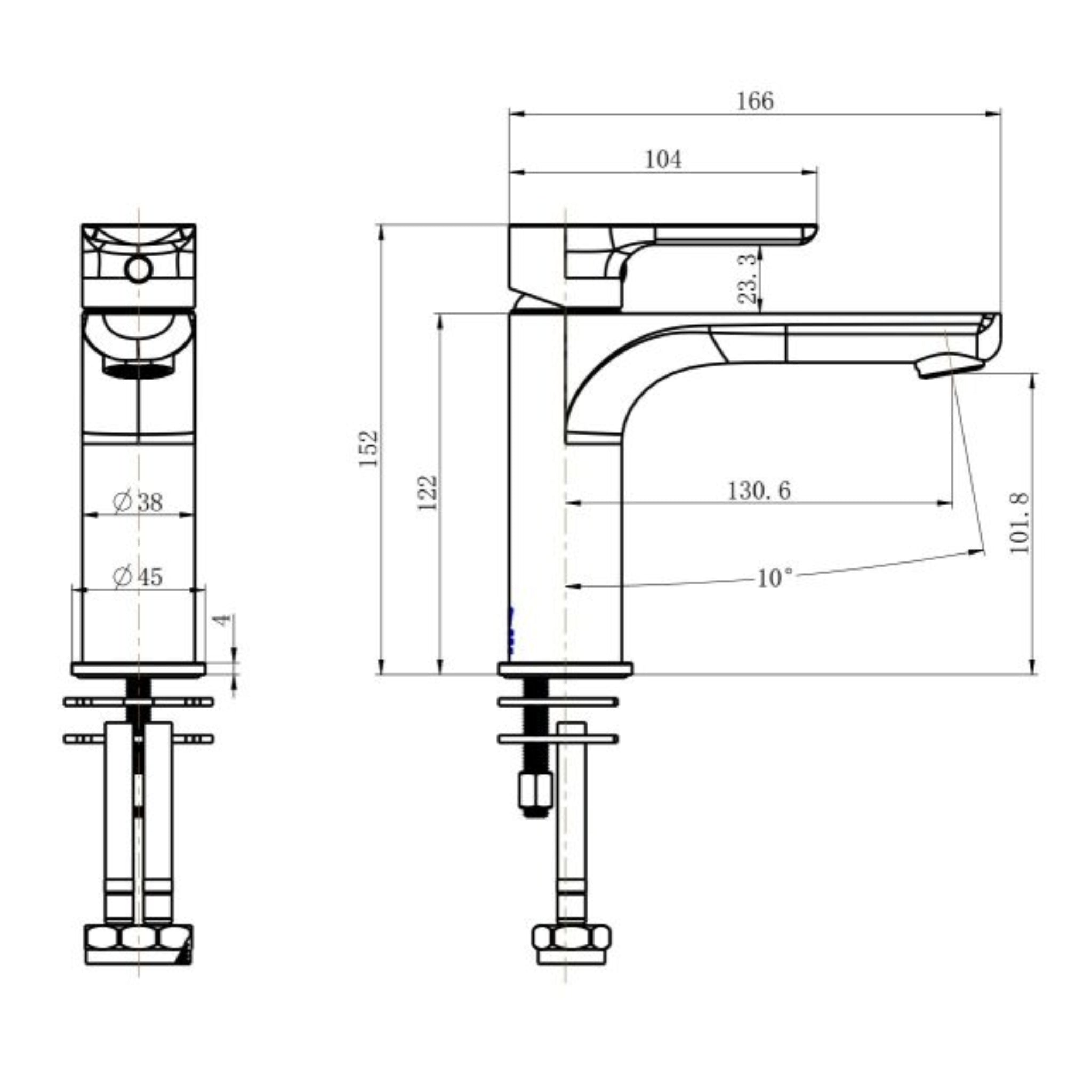 MODERN NATIONAL NOVA LEAD FREE BASIN MIXER 152MM CHROME