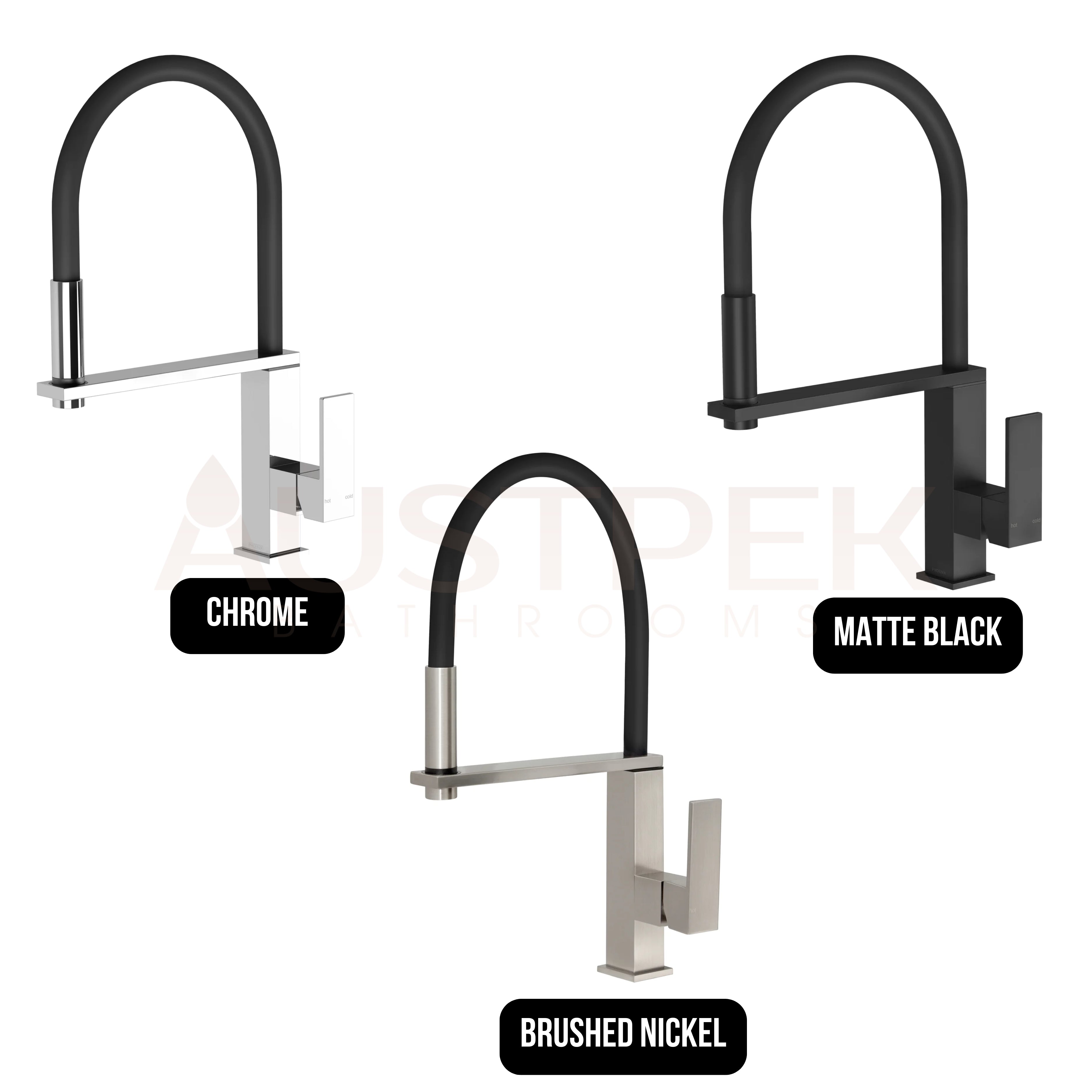 PHOENIX VEZZ LEAD FREE FLEXIBLE HOSE SINK MIXER 421MM MATTE BLACK