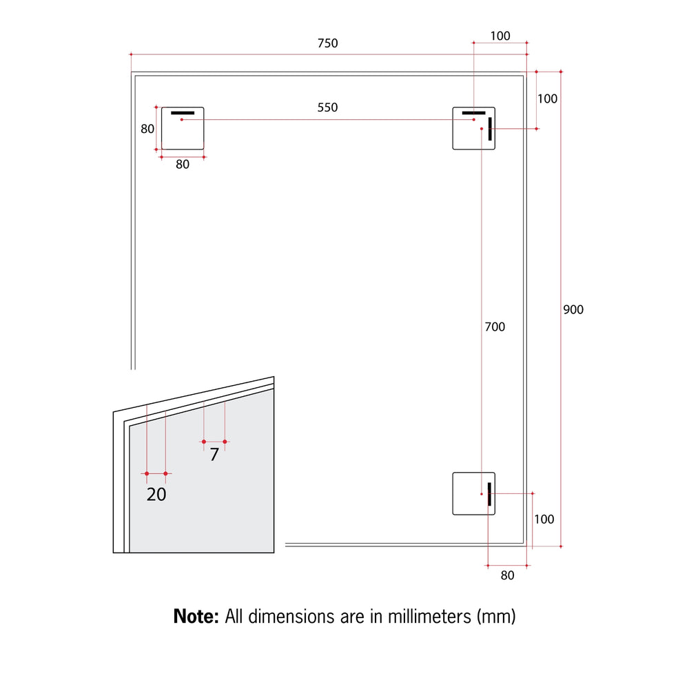 THERMOGROUP ABLAZE RECTANGULAR WHITE FRAMED MIRROR 750X900MM