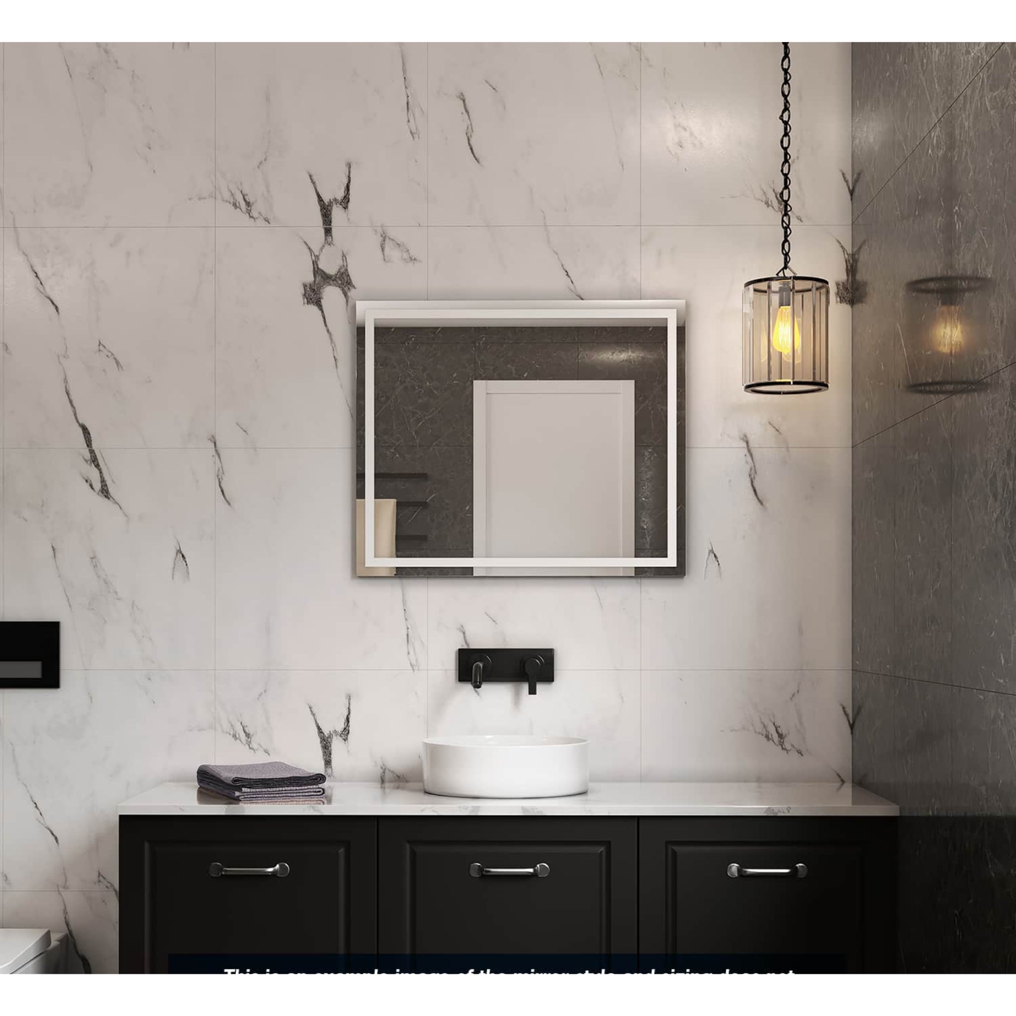 THERMOGROUP ABLAZE RECTANGLE MIRROR WITH SANDBLASTED BORDER 600X750MM