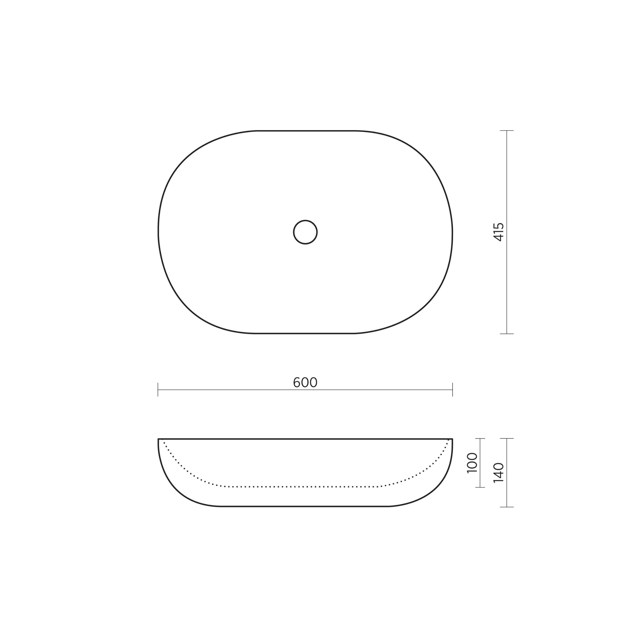 SEIMA ARKO 600 ABOVE COUNTER BASIN GLOSS WHITE 600MM