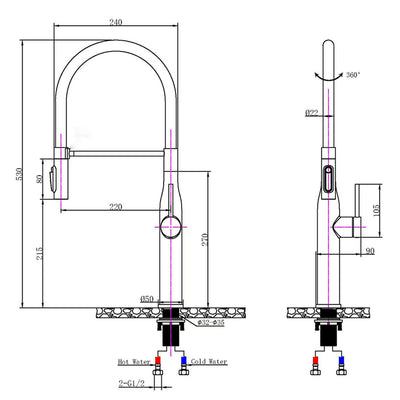 NORICO KITCHEN MIXER 530MM GUN METAL GREY