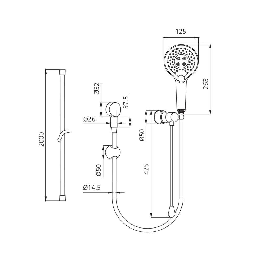OLIVERI ROME CARE SHOWER KIT 218MM CHROME