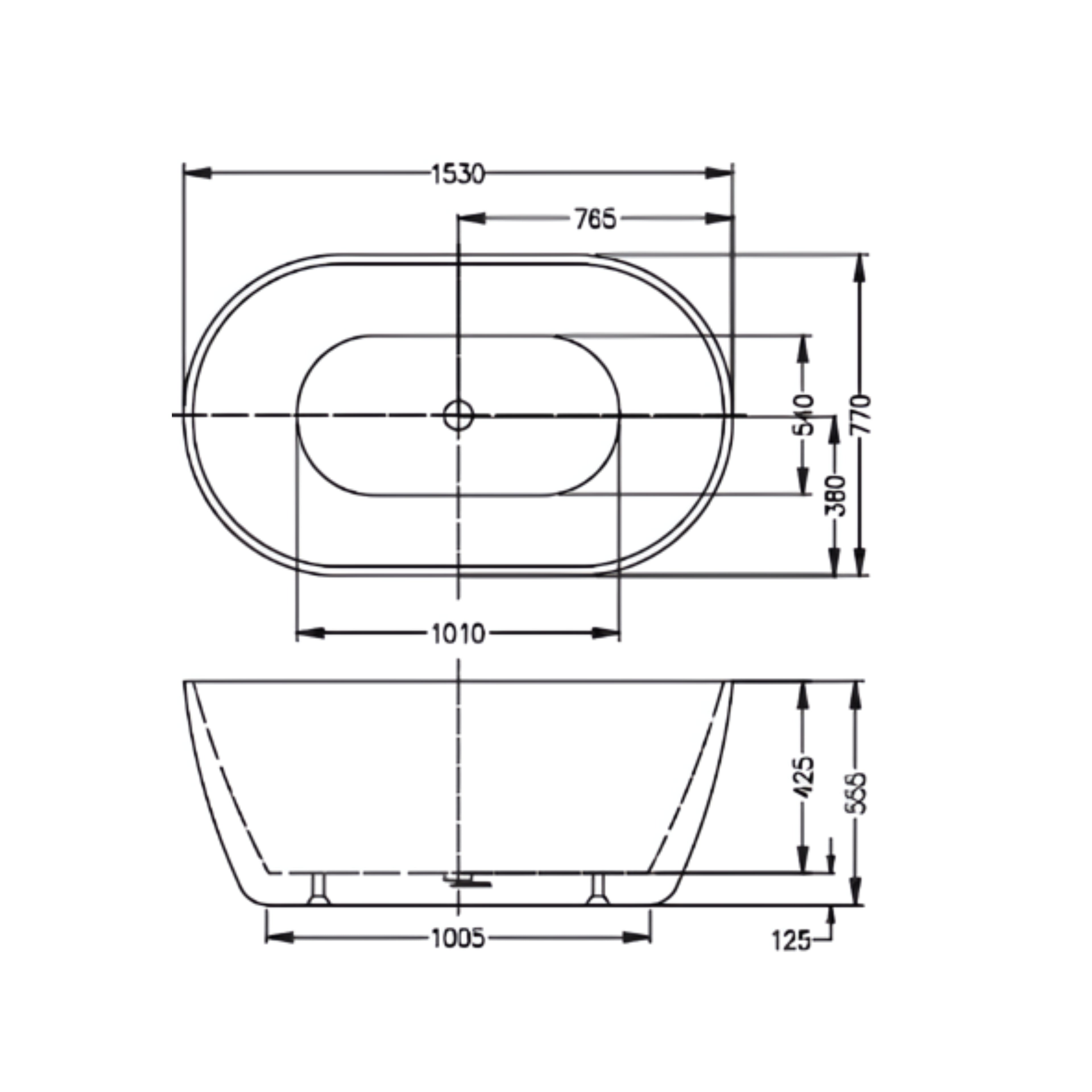 INFINITY NOAH FREESTANDING BATHTUB GLOSS WHITE (MULTIPLE SIZES AVAILABLE)