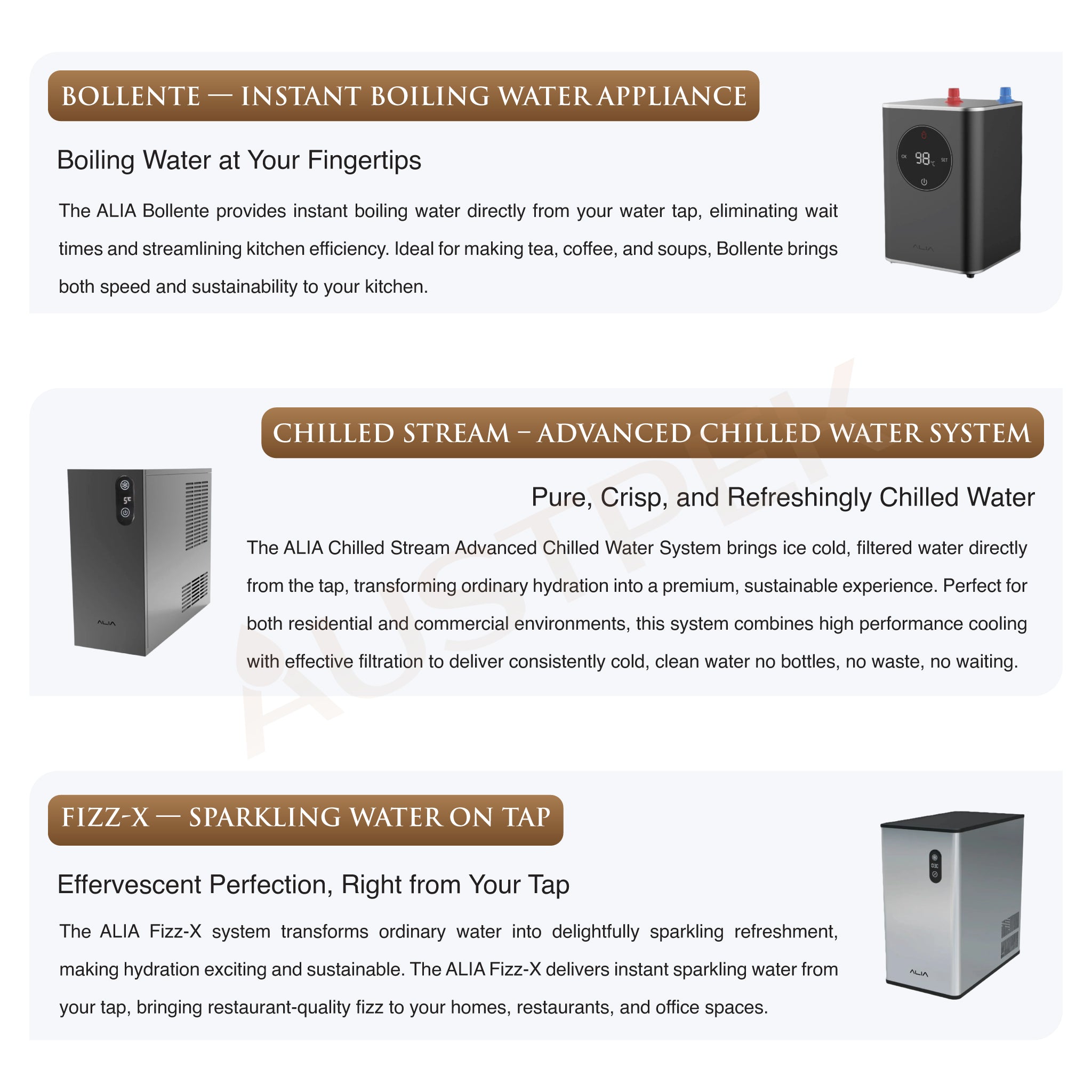 ALIA X51 LEAD FREE INSTANT HOT, COLD AND SPARKLING FILTERED WATER TAP BRUSHED GOLD