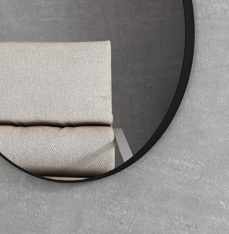 OTTI LONDON MATTE BLACK ROUND MIRROR 700X700MM