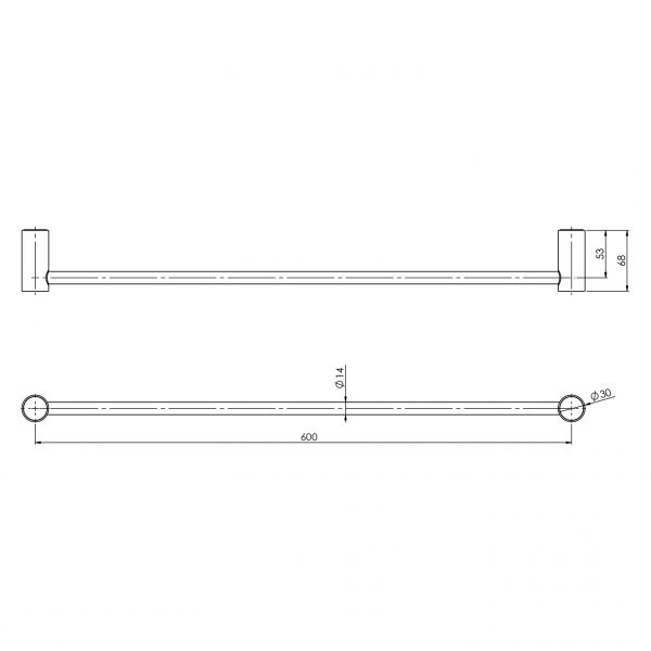 PHOENIX VIVID SLIMLINE SINGLE NON-HEATED TOWEL RAIL BRUSHED CARBON (AVAILABLE IN 600MM AND 800MM)