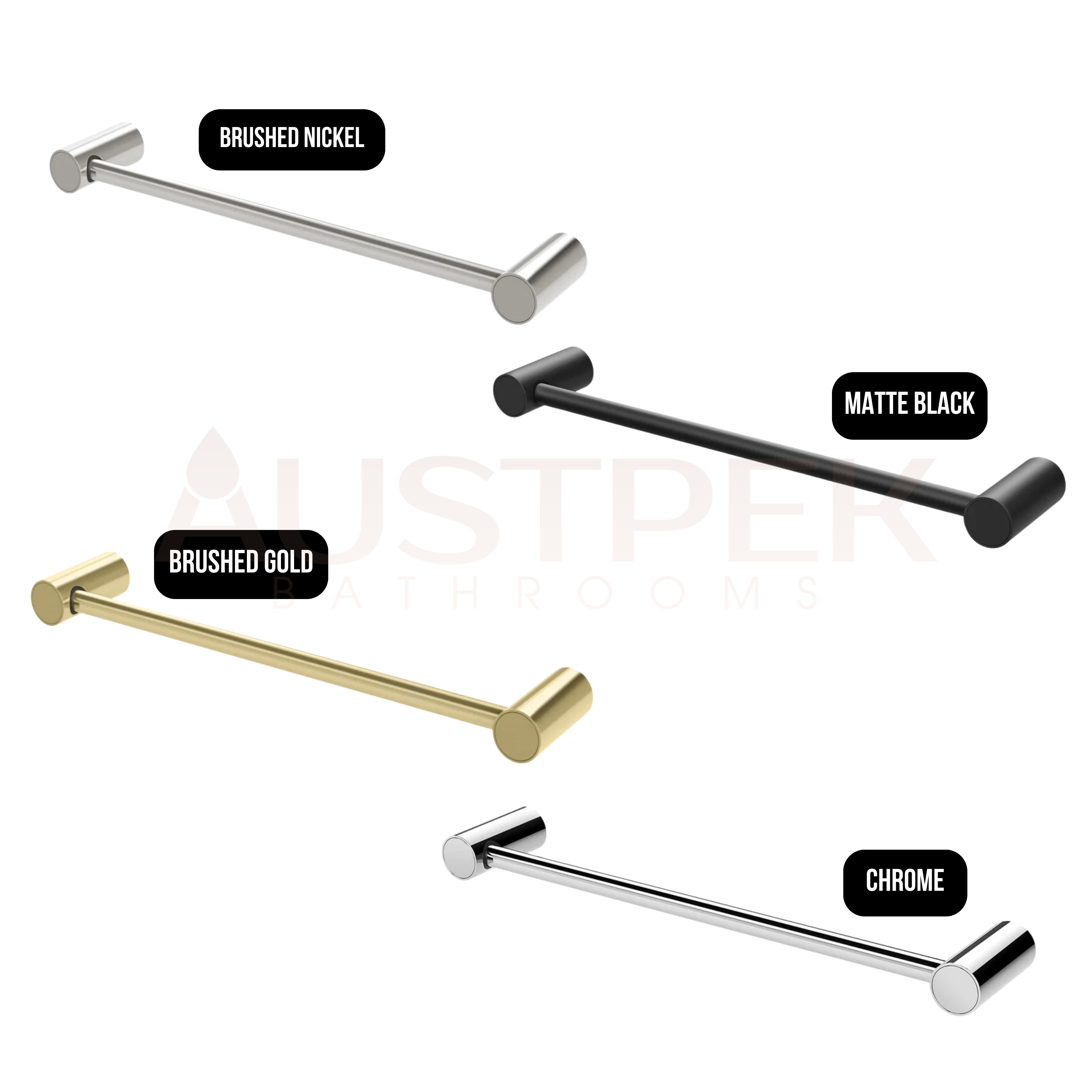 PHOENIX VIVID SLIMLINE NON-HEATED HAND TOWEL RAIL BRUSHED NICKEL 350MM