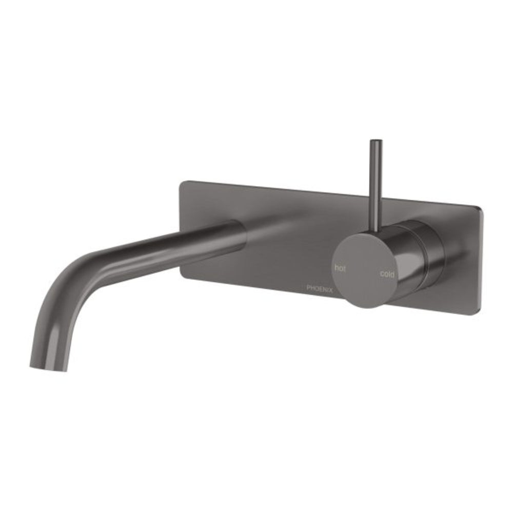 PHOENIX VIVID SLIMLINE UP BASIN BATH WALL MIXER SET 200MM BRUSHED CARBON
