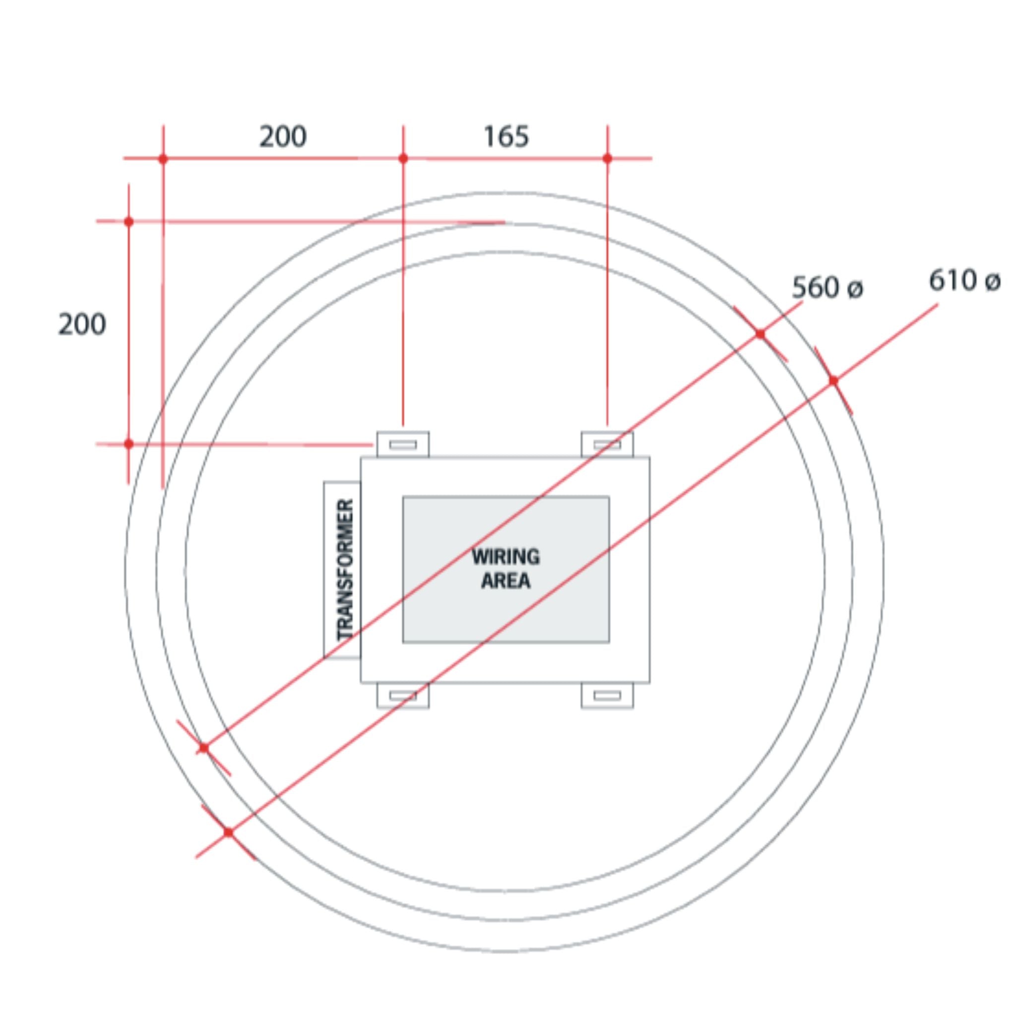 THERMOGROUP ABLAZE PREMIUM RB RANGE BACK-LIT MIRROR 610MM