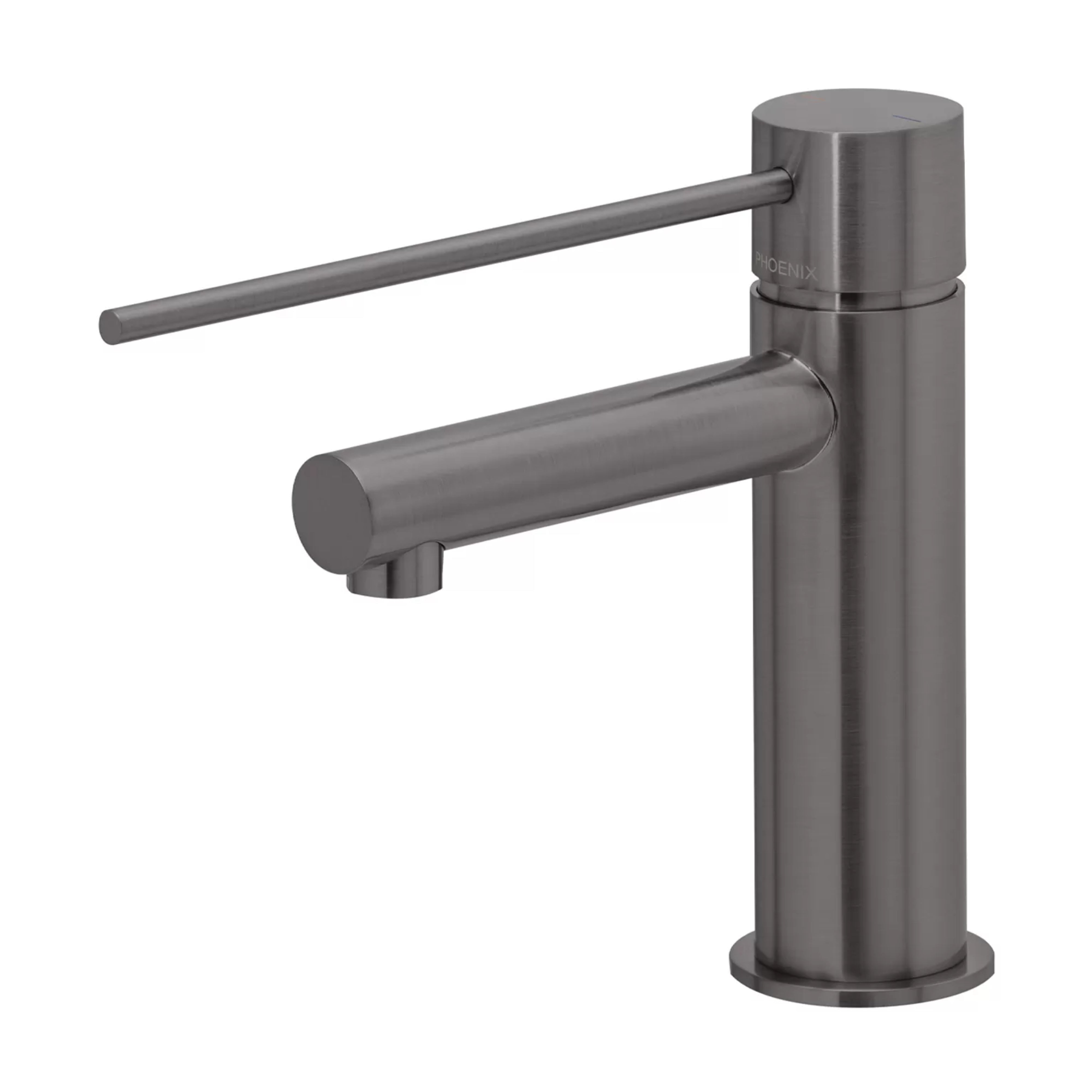 PHOENIX VIVID SLIMLINE LEAD FREE BASIN MIXER WITH EXTENDED LEVER 166MM BRUSHED CARBON
