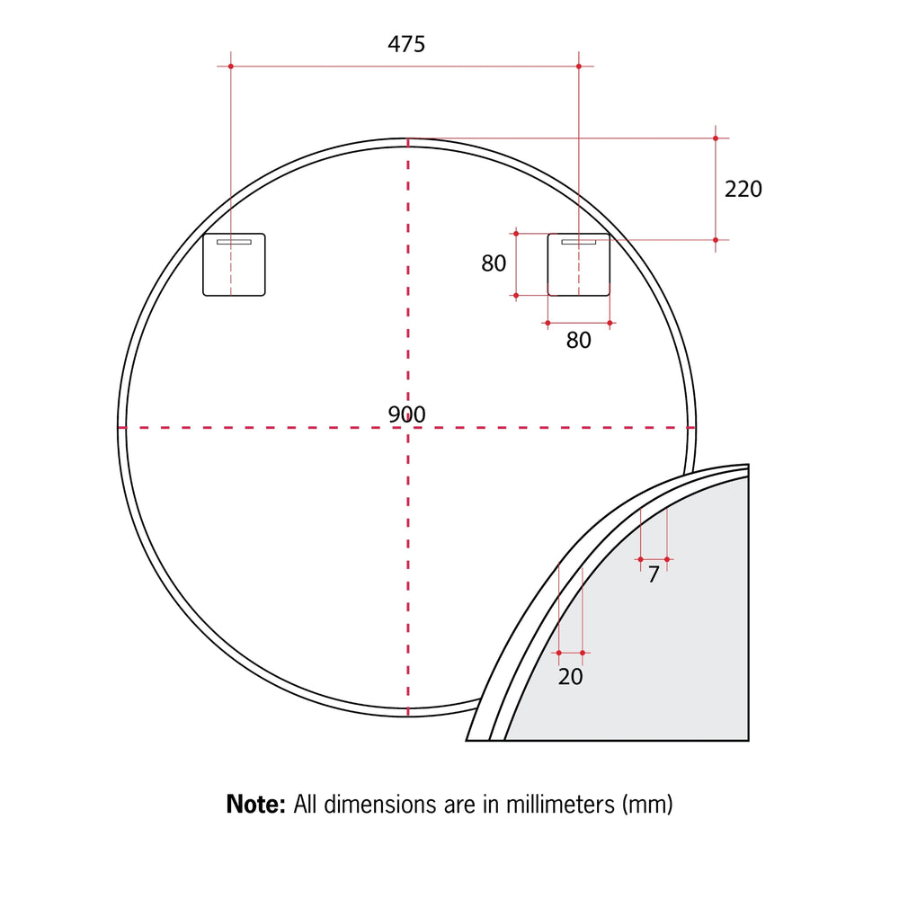 THERMOGROUP ABLAZE ROUND GOLD FRAMED MIRROR 900MM