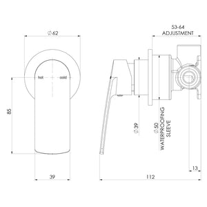 PHOENIX MEKKO SWITCHMIX SHOWER / WALL MIXER WITH ROUND PLATE FIT OFF KIT ONLY CHROME