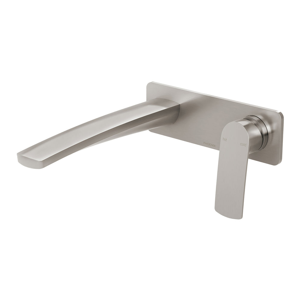 PHOENIX MEKKO SWITCHMIX LEAD FREE WALL BASIN / BATH MIXER SET COMPLETE KIT 200MM BRUSHED NICKEL