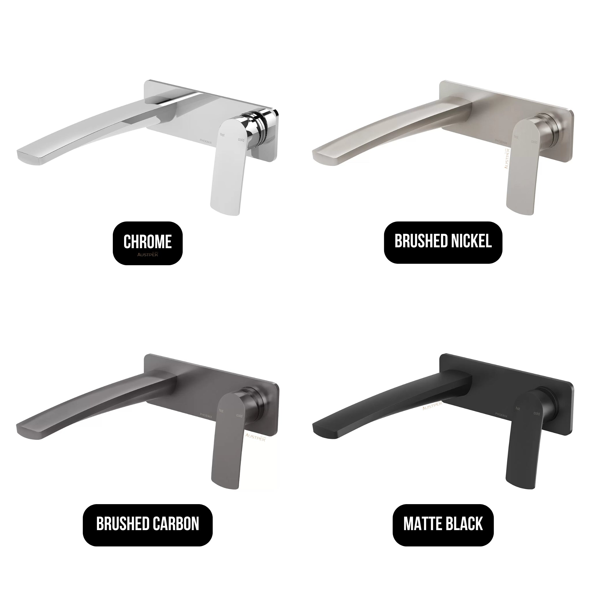 PHOENIX MEKKO SWITCHMIX LEAD FREE WALL BASIN / BATH MIXER SET COMPLETE KIT 200MM CHROME