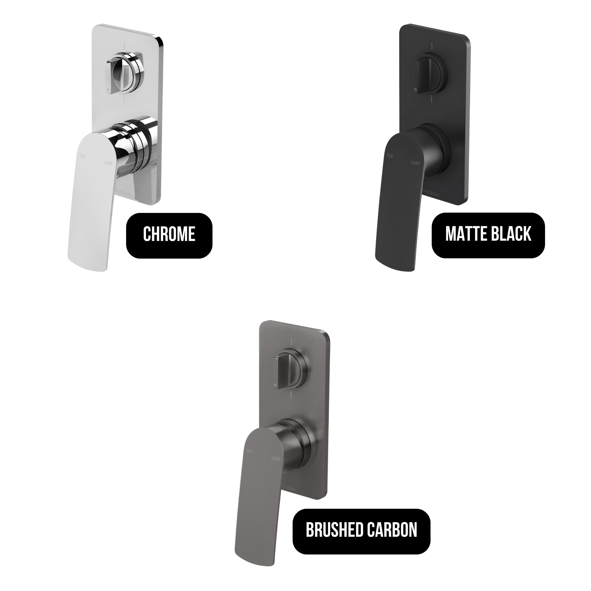 PHOENIX MEKKO SHOWER / BATH DIVERTER MIXER COMPLETE KIT MATTE BLACK