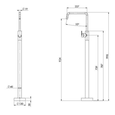 PHOENIX MEKKO FLOOR MOUNTED BATH MIXER 998MM BRUSHED CARBON