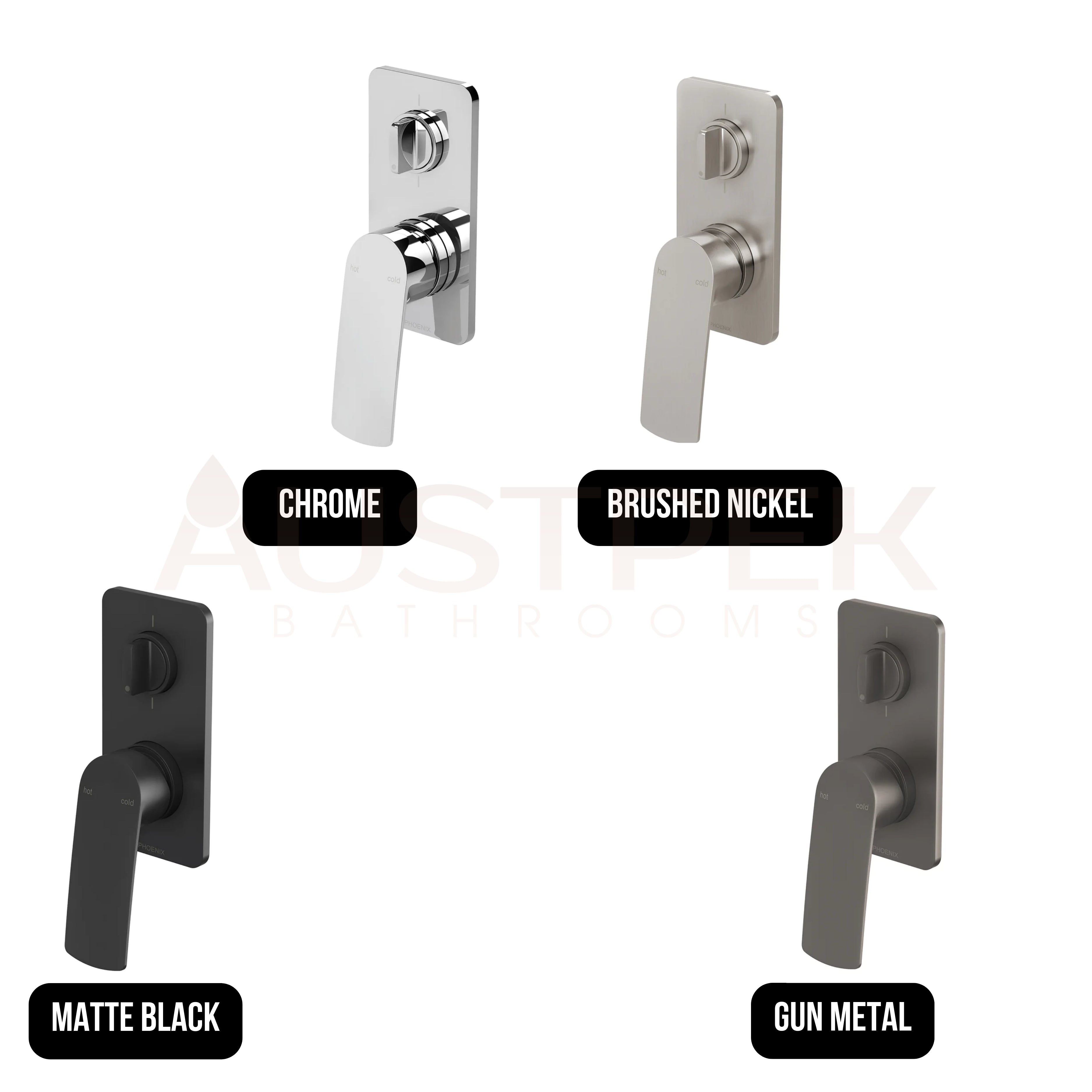 PHOENIX MEKKO SHOWER / BATH DIVERTER MIXER 133MM MATTE BLACK