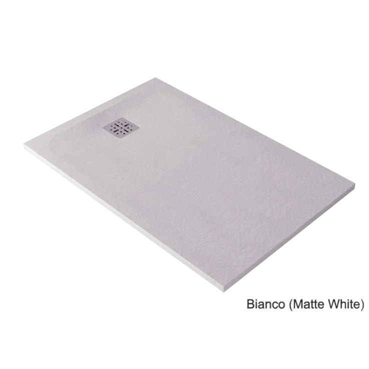 DOMUS LIVING PIETRA MATTE WHITE SHOWER FLOOR WITH TILING LIPS 912X1216MM 2 LIPS LEFT CORNER MATTE WHITE - Room Shot