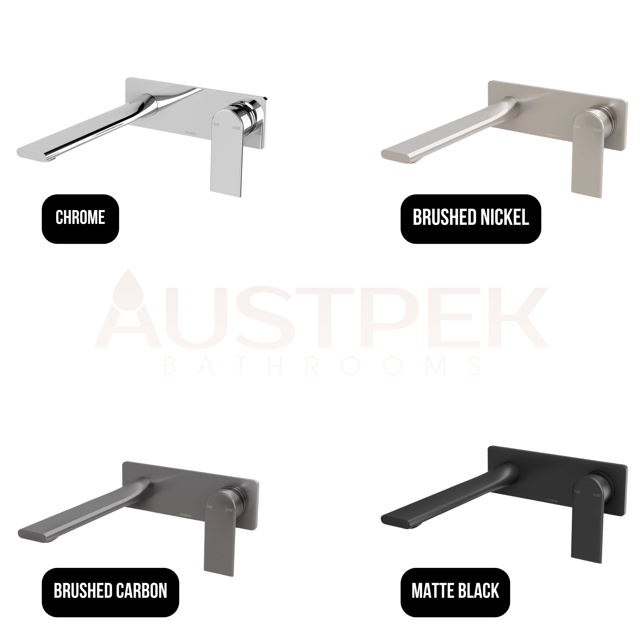 PHOENIX TEEL SWITCHMIX WALL BASIN AND BATH MIXER SET 200MM BRUSHED CARBON